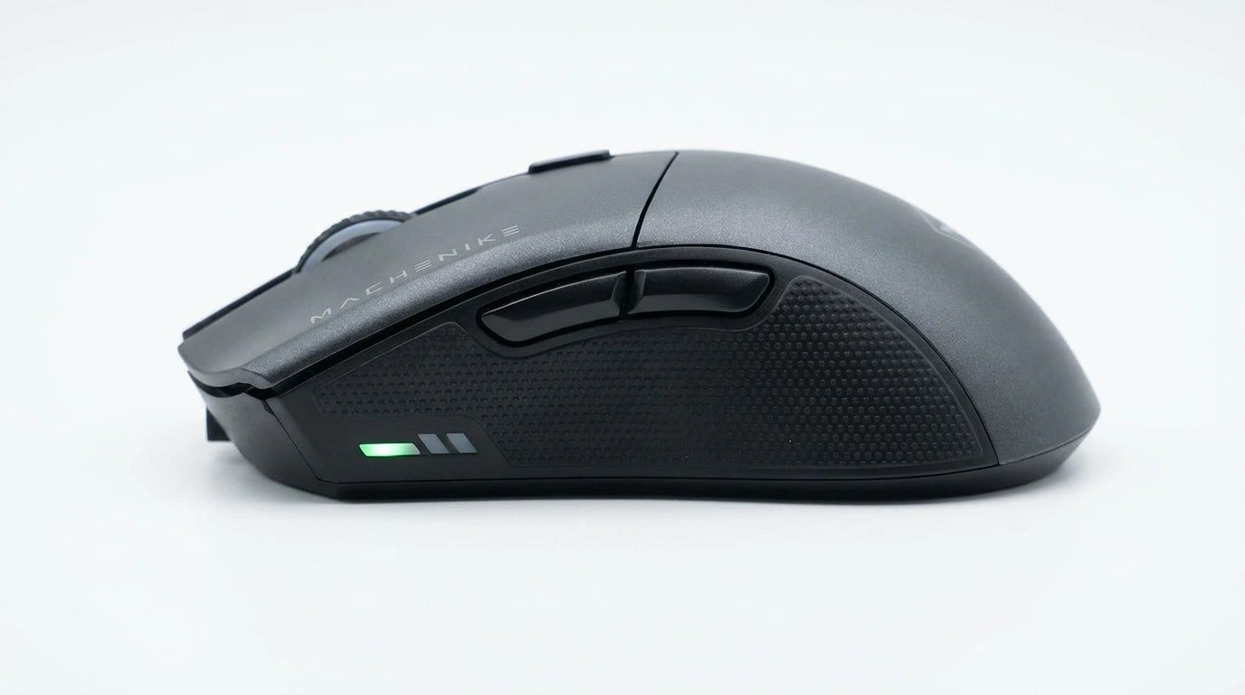future tech gadgets Canada. premium tech accessories Canada. Machenike L7 Mix Tri-Mode Mouse. Gallery image 9. Lines name one specific SKU—never substitute a generic lookalike from the category. After review passes, each render should still read as a fresh studio viewpoint of that same physical unit.
