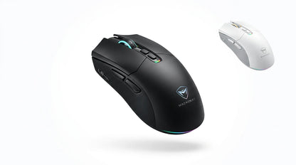 next gen electronics shop. wireless audio Canada. Machenike L8 Max Tri-Mode Mouse. Gallery image 7. Lines name one specific SKU—never substitute a generic lookalike from the category. After review passes, each render should still read as a fresh studio viewpoint of that same physical unit.