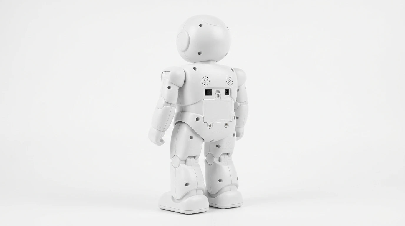 smart tech store Canada. premium tech accessories Canada. Meteer Dancing Educational AI Robot. Gallery image 6. Lines name one specific SKU—never substitute a generic lookalike from the category. After review passes, each render should still read as a fresh studio viewpoint of that same physical unit.