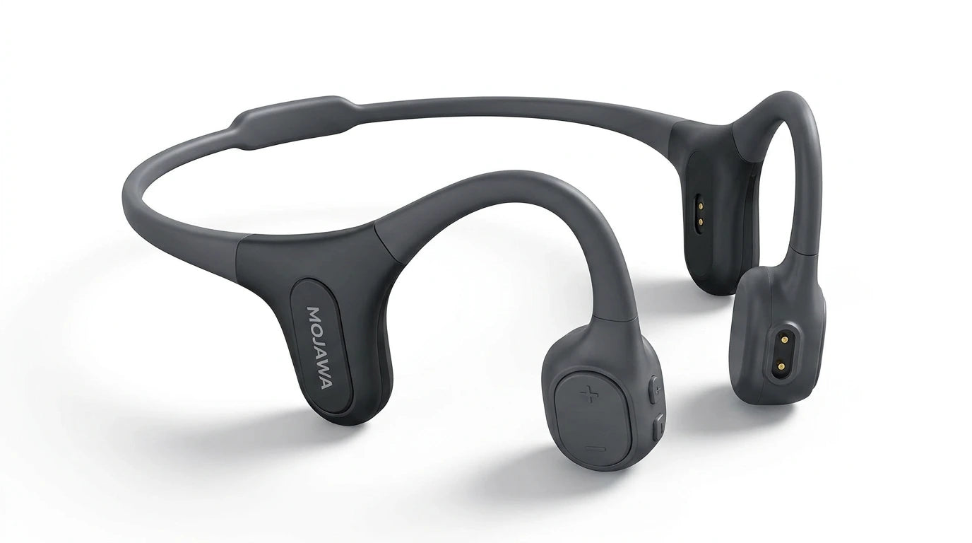 future tech gadgets Canada. smart tech store Canada. Mojawa RUN PLUS Bone Conduction Headphones. Gallery image 8. Lines name one specific SKU—never substitute a generic lookalike from the category. After review passes, each render should still read as a fresh studio viewpoint of that same physical unit.