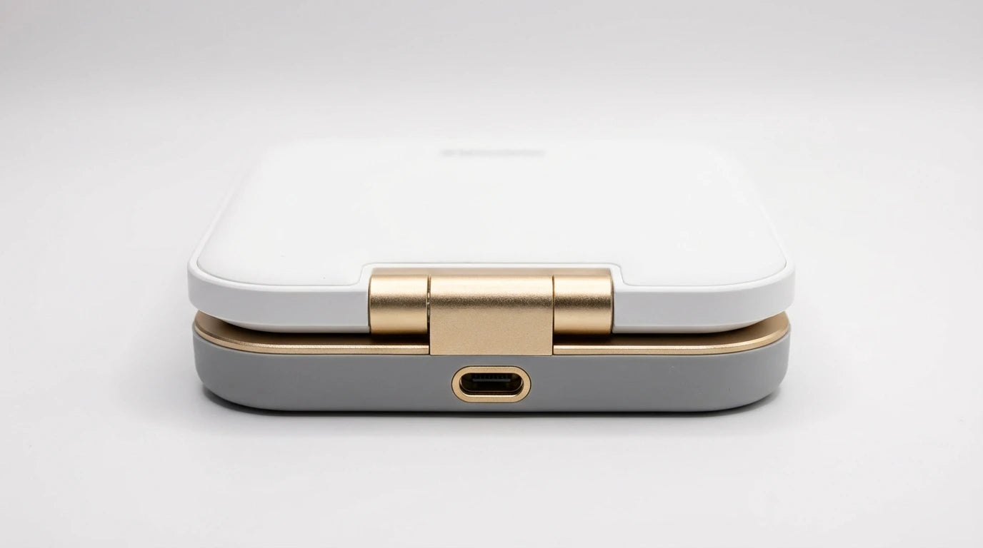smart tech store Canada. premium tech accessories Canada. Momax 1-Charge Q.Port Qi2 3-in-1 Magnetic Wireless Charging Stand. Gallery image 6. Lines name one specific SKU—never substitute a generic lookalike from the category. After review passes, each render should still read as a fresh studio viewpoint of that same physical unit.