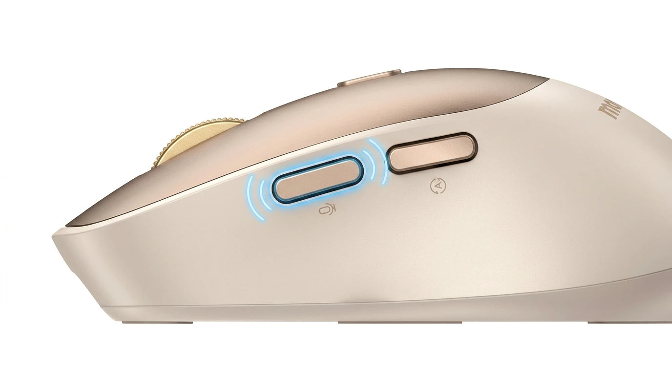 future tech gadgets Canada. smart tech store Canada. Momax 1-Folio A.I. Mouse. Gallery image 9. Lines name one specific SKU—never substitute a generic lookalike from the category. After review passes, each render should still read as a fresh studio viewpoint of that same physical unit.