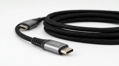future tech gadgets Canada. premium tech accessories Canada. Momax 1-Link CC 100W USB-C 3.0M Braided Cable. Gallery image 6. Lines name one specific SKU—never substitute a generic lookalike from the category. After review passes, each render should still read as a fresh studio viewpoint of that same physical unit.