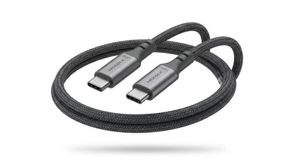 future tech gadgets Canada. premium tech accessories Canada. Momax 1-Link CC 100W USB-C 3.0M Braided Cable. Gallery image 7. Lines name one specific SKU—never substitute a generic lookalike from the category. After review passes, each render should still read as a fresh studio viewpoint of that same physical unit.