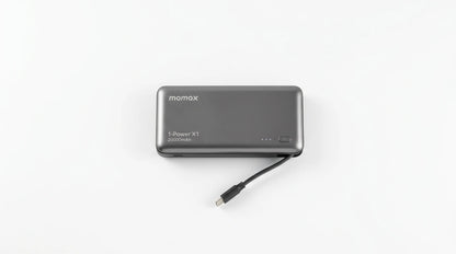 premium tech accessories Canada. wireless audio Canada. Momax 1-Power X1 Battery Pack 20000mAh With Built-In USB-C Cable. Gallery image 4. Lines name one specific SKU—never substitute a generic lookalike from the category. After review passes, each render should still read as a fresh studio viewpoint of that same physical unit.