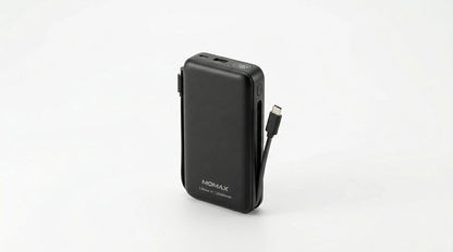premium tech accessories Canada. wireless audio Canada. Momax 1-Power X1 Battery Pack 20000mAh With Built-In USB-C Cable. Gallery image 10. Lines name one specific SKU—never substitute a generic lookalike from the category. After review passes, each render should still read as a fresh studio viewpoint of that same physical unit.