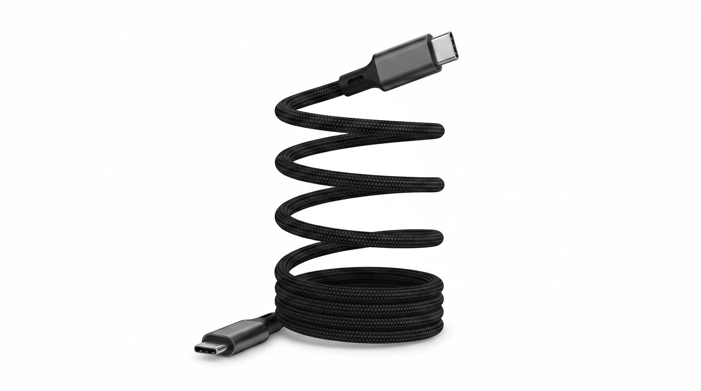 smart tech store Canada. next gen electronics shop. Momax Mag Link 100W USB-C to USB-C USB 3.2 Gen 2x2 Magnetic Cable 1M. Gallery image 10. Lines name one specific SKU—never substitute a generic lookalike from the category. After review passes, each render should still read as a fresh studio viewpoint of that same physical unit.
