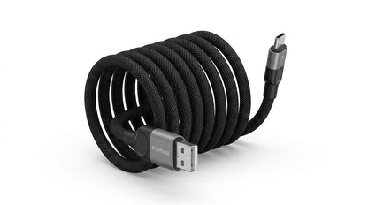 future tech gadgets Canada. premium tech accessories Canada. Momax Mag.Link 66W Usb-A To Usb-C Magnetic Cable 1M. Gallery image 8. Lines name one specific SKU—never substitute a generic lookalike from the category. After review passes, each render should still read as a fresh studio viewpoint of that same physical unit.