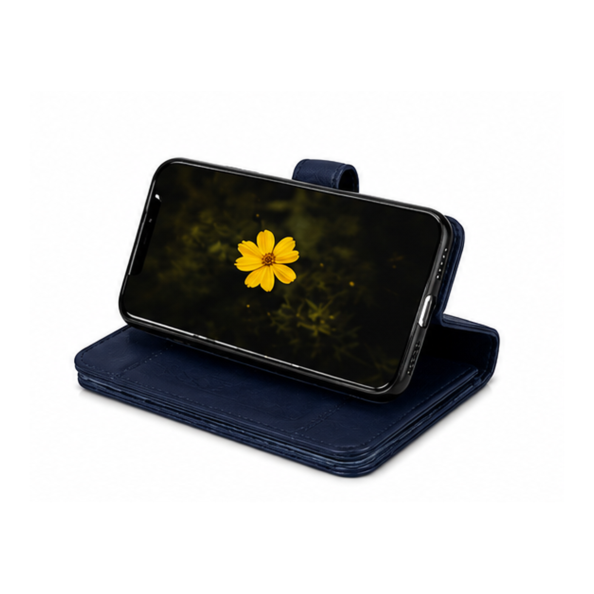 Leather Bifold 9 Card Detachable Wallet Case for Apple iPhone 17e / 16e - Navy