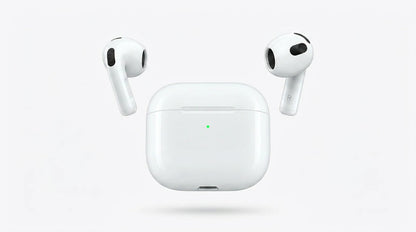 next gen electronics shop. premium tech accessories Canada. New Apple Original AirPods 4 Gen. Gallery image 7. Lines name one specific SKU—never substitute a generic lookalike from the category. After review passes, each render should still read as a fresh studio viewpoint of that same physical unit.
