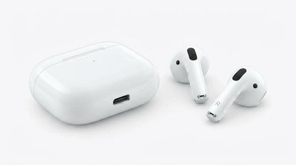 next gen electronics shop. premium tech accessories Canada. New Apple Original AirPods 4 Gen. Gallery image 8. Lines name one specific SKU—never substitute a generic lookalike from the category. After review passes, each render should still read as a fresh studio viewpoint of that same physical unit.