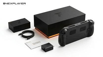 future tech gadgets Canada. smart tech store Canada. ONEXPLAYER OneXFly F1 Pro 2TB OLED 144Hz Ultimate Gaming Handheld Console. Gallery image 6. Lines name one specific SKU—never substitute a generic lookalike from the category. After review passes, each render should still read as a fresh studio viewpoint of that same physical unit.