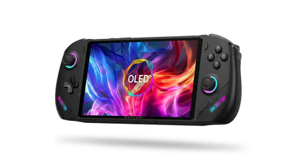 future tech gadgets Canada. smart tech store Canada. ONEXPLAYER OneXFly F1 Pro 2TB OLED 144Hz Ultimate Gaming Handheld Console. Gallery image 7. Lines name one specific SKU—never substitute a generic lookalike from the category. After review passes, each render should still read as a fresh studio viewpoint of that same physical unit.