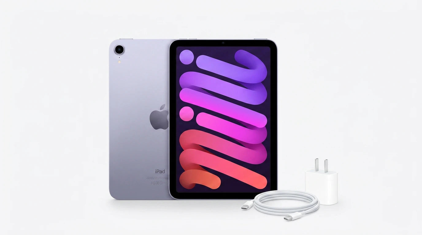 next gen electronics shop. buy electronics online Canada. Premium Apple iPad Mini 6th Gen A2567 Wi-Fi 64GB. Gallery image 10. Lines name one specific SKU—never substitute a generic lookalike from the category. After review passes, each render should still read as a fresh studio viewpoint of that same physical unit.