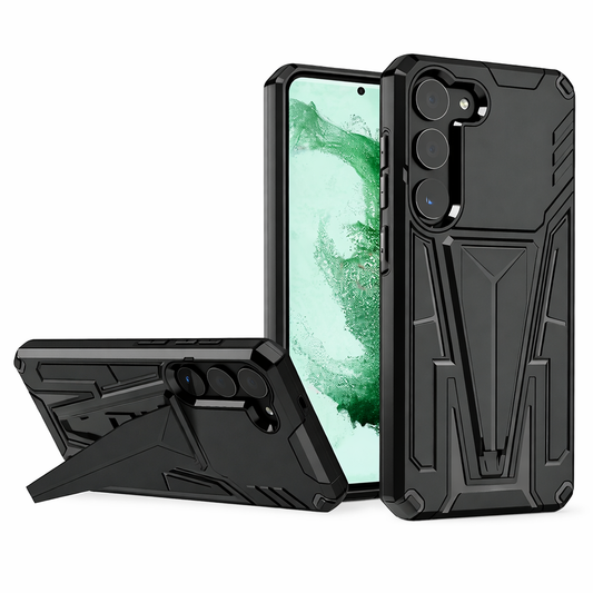 Heavy Duty Phone Case with Kickstand – Black Fusion Full Coverage Dual Layer Protective Cover