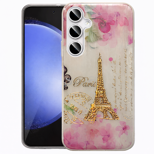 Clear Phone Case – Paris flower Slim Protective Cover with Wireless Charging Compatibility