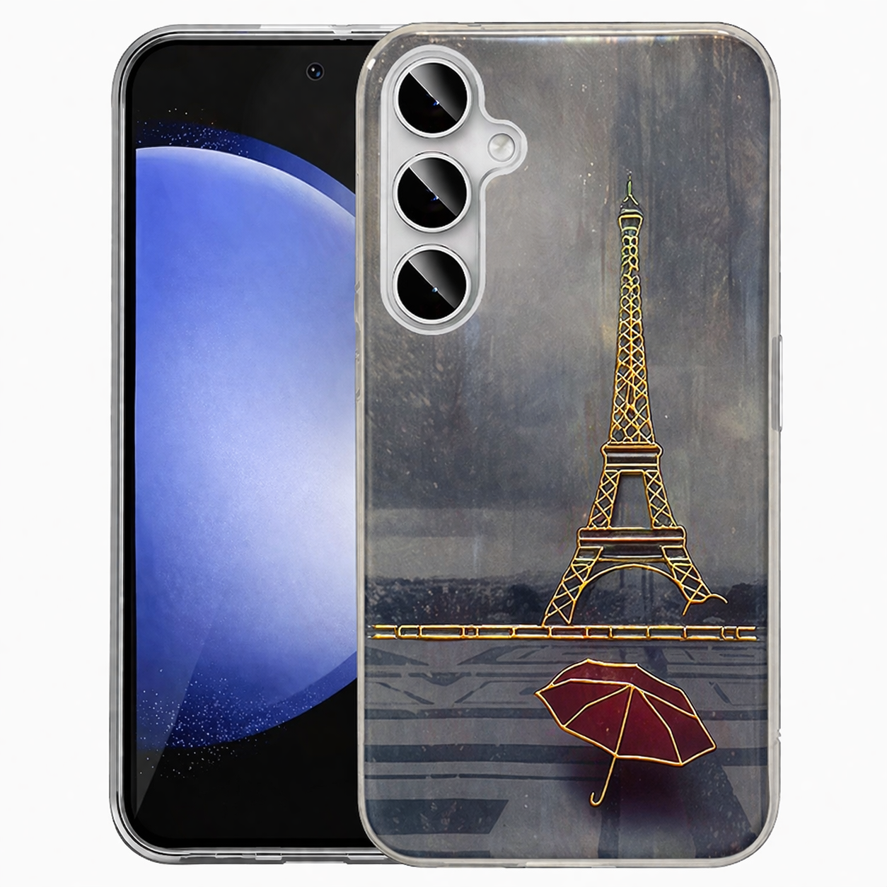 Clear Phone Case – Paris Umbrella Slim Protective Cover with Wireless Charging Compatibility