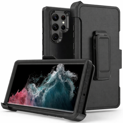 Image of Heavy Duty Customizable Phone Case with Belt Clip – Black