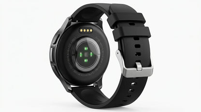 smart tech store Canada. premium tech accessories Canada. Techtron Aurafit AM05 Smart Watch. Gallery image 6. Lines name one specific SKU—never substitute a generic lookalike from the category. After review passes, each render should still read as a fresh studio viewpoint of that same physical unit.