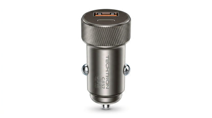 smart tech store Canada. premium tech accessories Canada. Techtron C-857 33W USB-C and USB-A Car Charger. Gallery image 2. Lines name one specific SKU—never substitute a generic lookalike from the category. After review passes, each render should still read as a fresh studio viewpoint of that same physical unit.