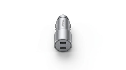smart tech store Canada. premium tech accessories Canada. Techtron C-858 33W Dual USB-C Fast Car Adapter. Gallery image 4. Lines name one specific SKU—never substitute a generic lookalike from the category. After review passes, each render should still read as a fresh studio viewpoint of that same physical unit.