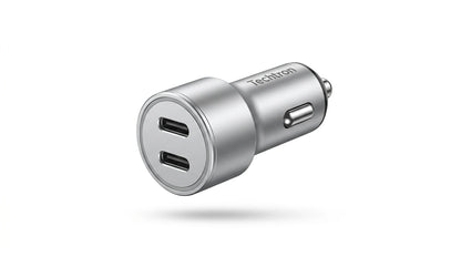 smart tech store Canada. premium tech accessories Canada. Techtron C-858 33W Dual USB-C Fast Car Adapter. Gallery image 7. Lines name one specific SKU—never substitute a generic lookalike from the category. After review passes, each render should still read as a fresh studio viewpoint of that same physical unit.