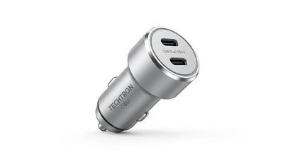 smart tech store Canada. premium tech accessories Canada. Techtron C-858 33W Dual USB-C Fast Car Adapter. Gallery image 10. Lines name one specific SKU—never substitute a generic lookalike from the category. After review passes, each render should still read as a fresh studio viewpoint of that same physical unit.