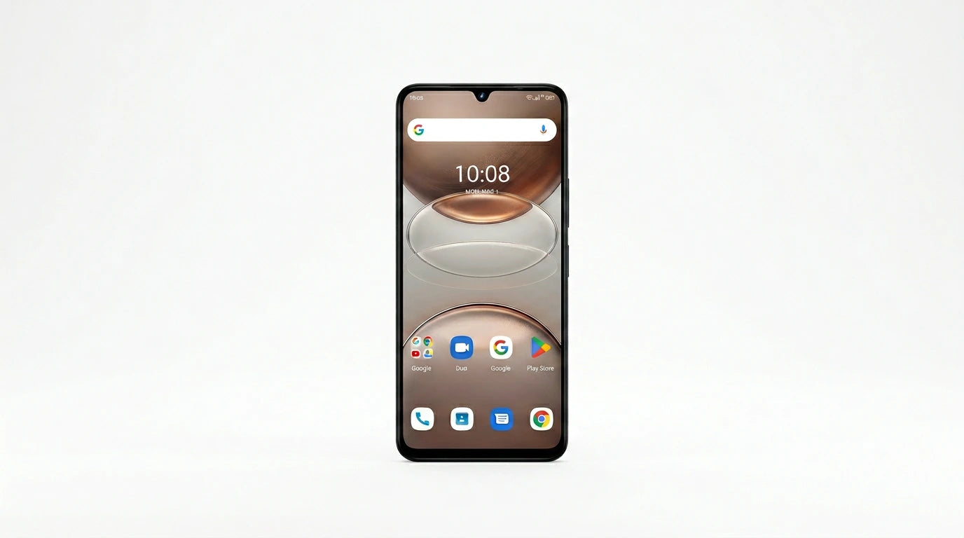 future tech gadgets Canada. smart tech store Canada. Techtron G100A 128GB Smart Phone. Gallery image 10. Lines name one specific SKU—never substitute a generic lookalike from the category. After review passes, each render should still read as a fresh studio viewpoint of that same physical unit.