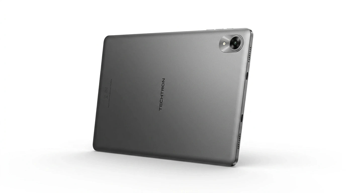 future tech gadgets Canada. smart tech store Canada. Techtron G9 256GB LTE Tablet. Gallery image 6. Lines name one specific SKU—never substitute a generic lookalike from the category. After review passes, each render should still read as a fresh studio viewpoint of that same physical unit.