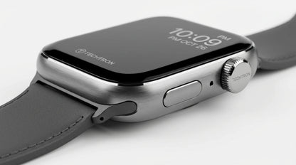 smart tech store Canada. premium tech accessories Canada. Techtron SWH21 (S53 / WATCH) Smart Watch. Gallery image 5. Lines name one specific SKU—never substitute a generic lookalike from the category. After review passes, each render should still read as a fresh studio viewpoint of that same physical unit.