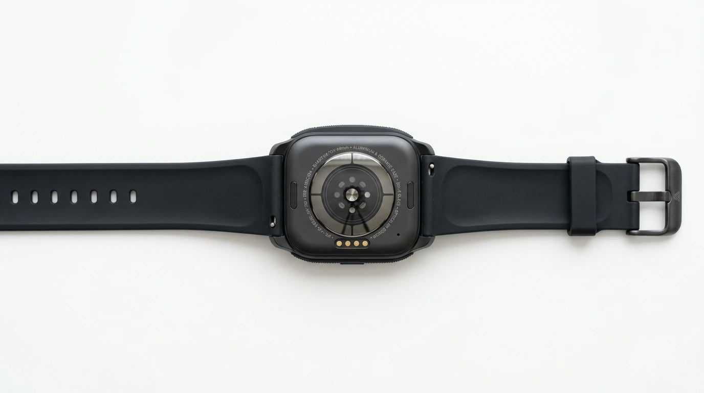 smart tech store Canada. premium tech accessories Canada. Techtron SWH88 (IDSPORT 03) Smart Watch. Gallery image 6. Lines name one specific SKU—never substitute a generic lookalike from the category. After review passes, each render should still read as a fresh studio viewpoint of that same physical unit.