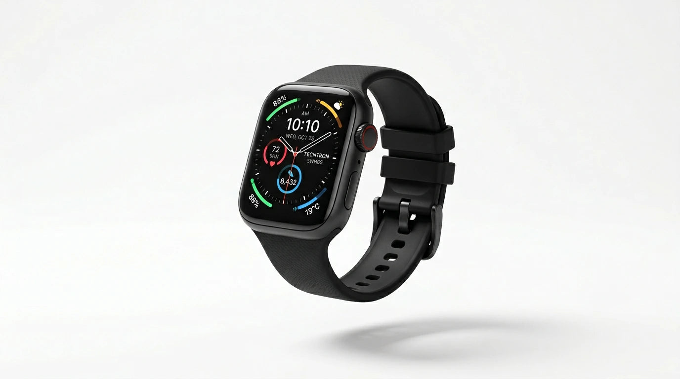 smart tech store Canada. premium tech accessories Canada. Techtron SWH88 (IDSPORT 03) Smart Watch. Gallery image 7. Lines name one specific SKU—never substitute a generic lookalike from the category. After review passes, each render should still read as a fresh studio viewpoint of that same physical unit.