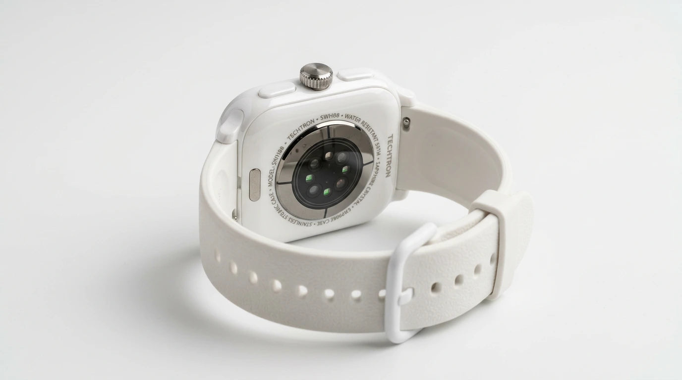 smart tech store Canada. premium tech accessories Canada. Techtron SWH88 (IDSPORT 03) Smart Watch. Gallery image 8. Lines name one specific SKU—never substitute a generic lookalike from the category. After review passes, each render should still read as a fresh studio viewpoint of that same physical unit.