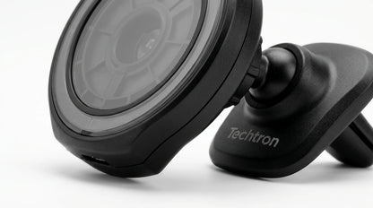 smart tech store Canada. premium tech accessories Canada. Techtron X73 15W Magsafe Charger and Car Mount Black. Gallery image 5. Lines name one specific SKU—never substitute a generic lookalike from the category. After review passes, each render should still read as a fresh studio viewpoint of that same physical unit.