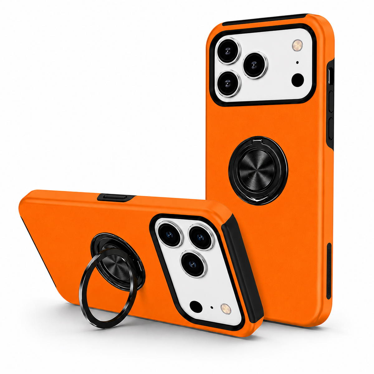 MagSafe Orange iPhone 18 Pro Max Case with Invisible Ring Stand Protective Mobile Cover

