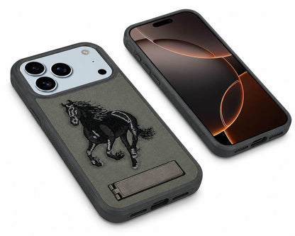 Grey Horse Kickstand Phone Case, MagSafe Compatible Case, Impact Resistant Smartphone Cover