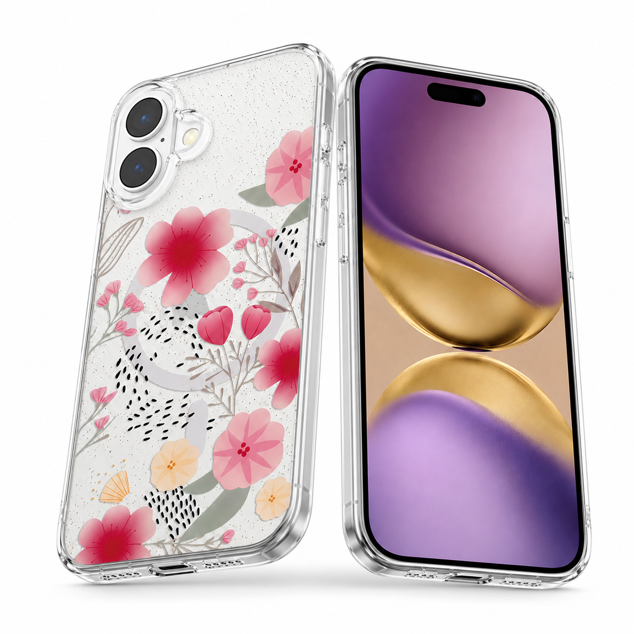 Transparent Floral Mobile Case Apple iPhone 16 Durable Protective Phone Cover