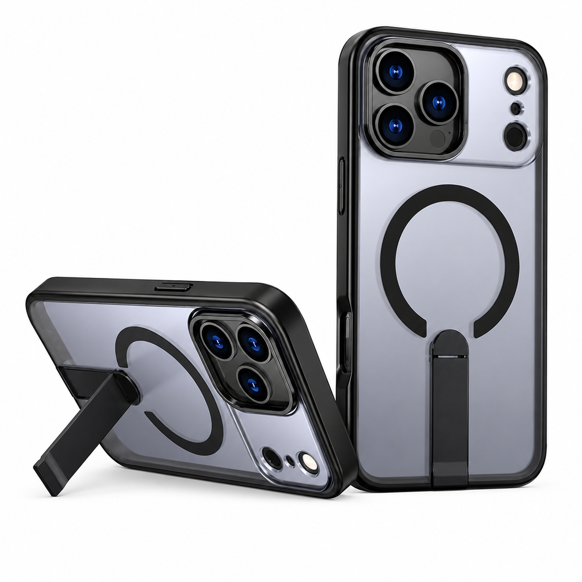 Black MagSafe iStand Case for Apple iPhone 18 Pro Max  - Shockproof Protective Phone Case