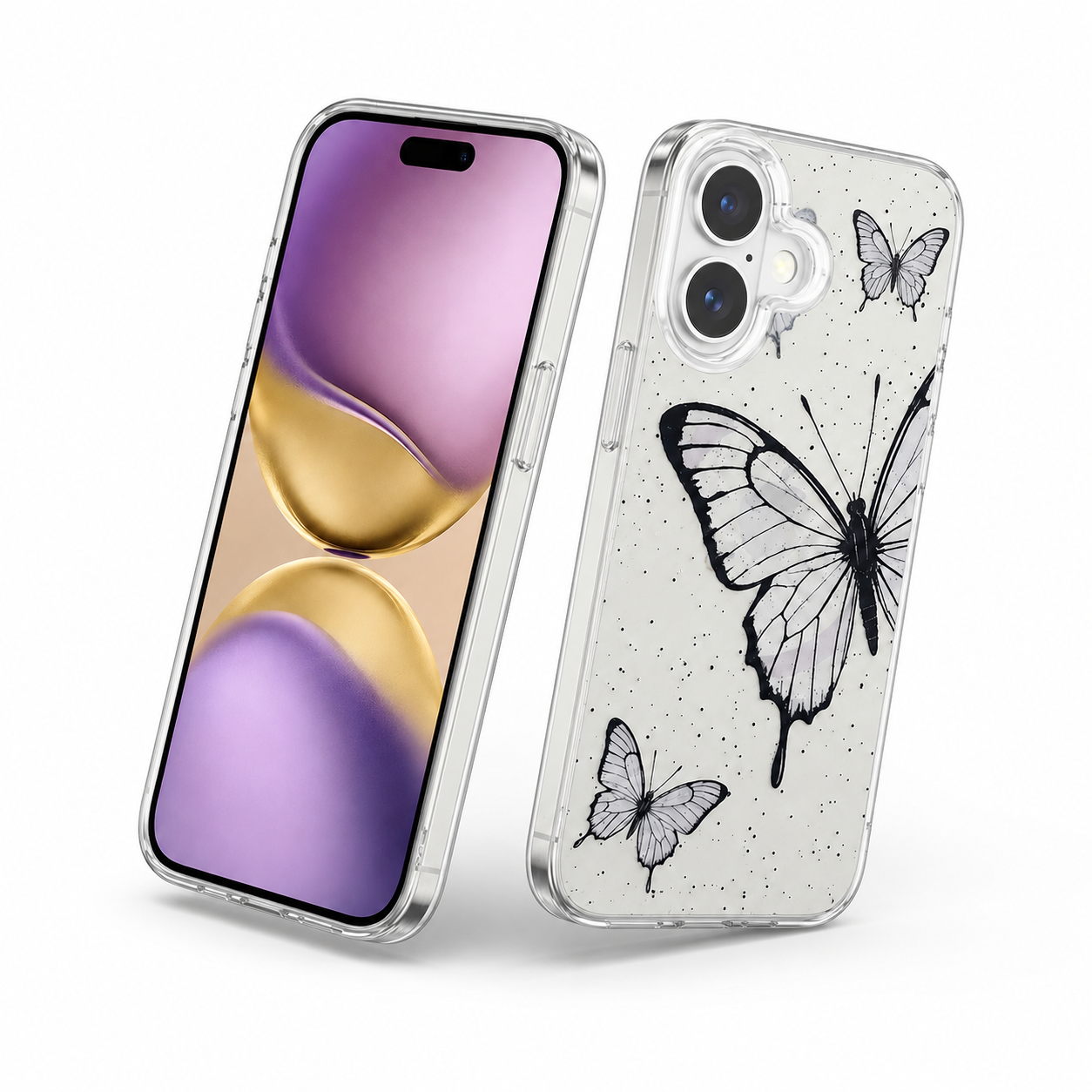 MagSafe Floral Fusion Case Apple iPhone 16, Clear Butterfly Phone Cover, Protective Smartphone Case