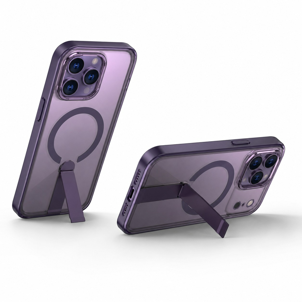 MagSafe Compatible Purple Cell Phone Case with Foldable iStand Kickstand