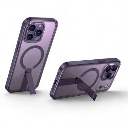 MagSafe Compatible Purple Cell Phone Case with Foldable iStand Kickstand