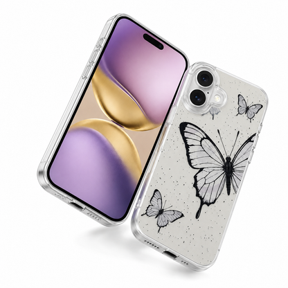 Butterfly Floral Phone Case for Apple iPhone 16, Transparent MagSafe Case, Designer Mobile Cover