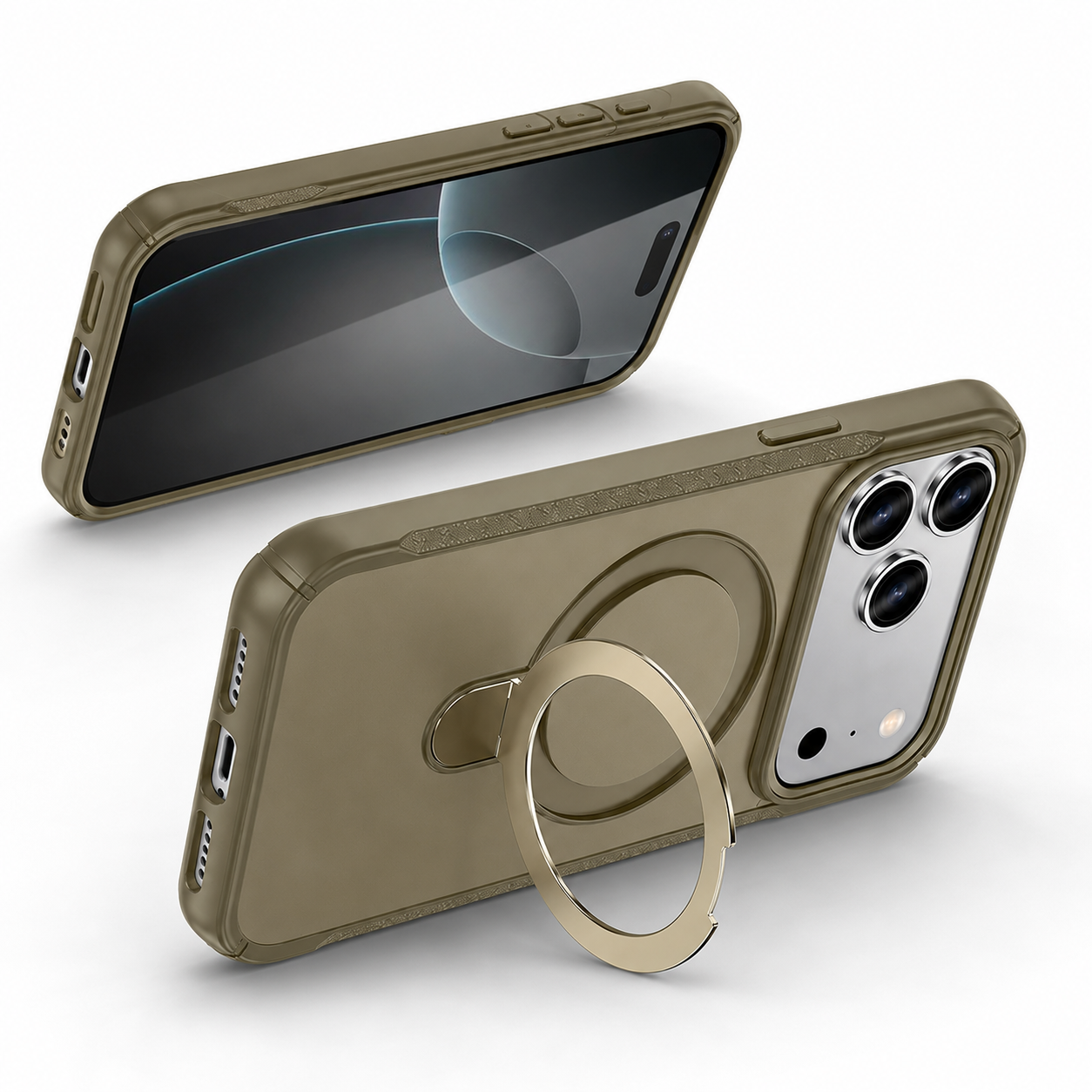 Premium Green iPhone 17 Pro Max MagSafe Protective Case with Kickstand Ring