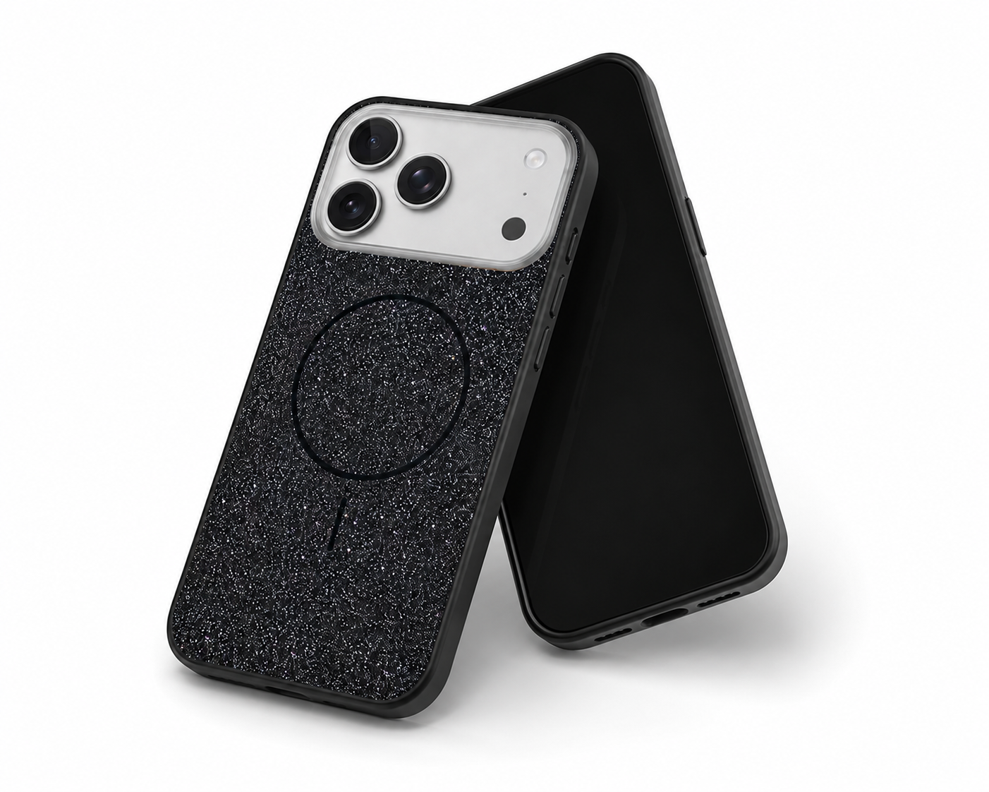 Luxury Black Glitsy Protective Smartphone Case with MagSafe Compatibility
