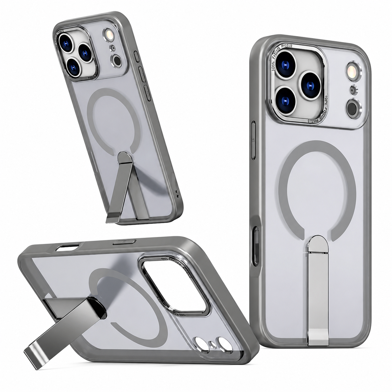 Grey MagSafe iStand Case for Apple iPhone 17 Pro Max Protective Phone Cover