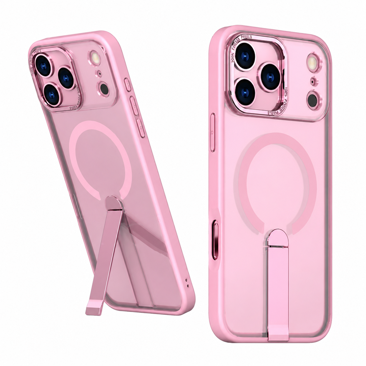 Pink MagSafe iStand Case for Apple iPhone 17 Pro Max Shockproof Phone Case