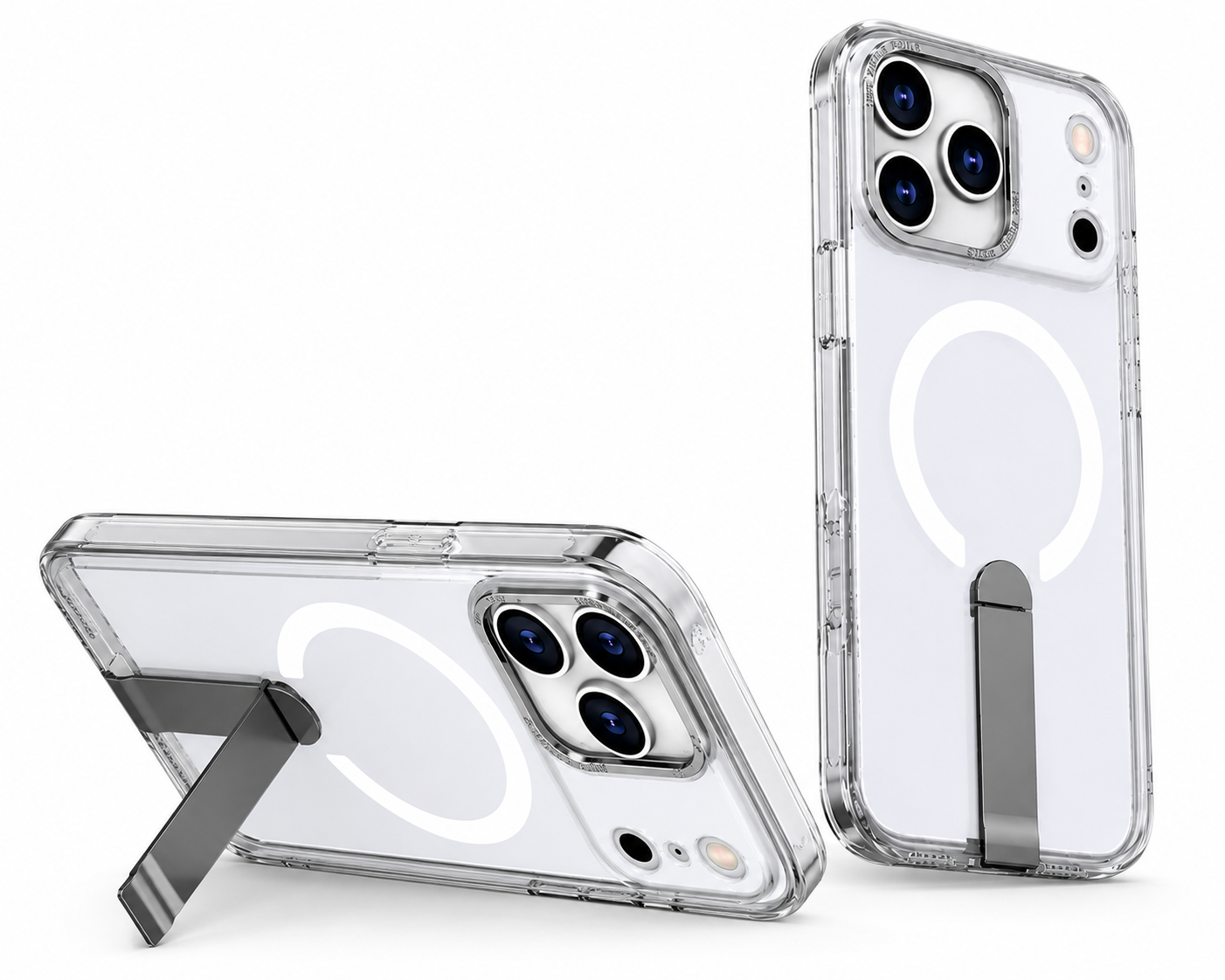 Transparent Protective Phone Case for Apple iPhone 17 Pro Max with Metal Stand