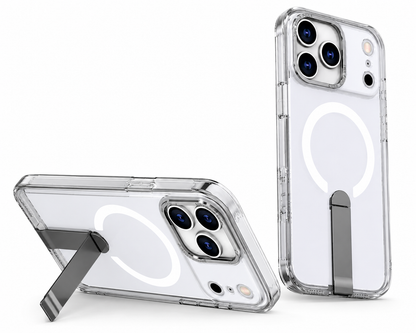 Transparent Protective Phone Case for Apple iPhone 17 Pro Max with Metal Stand