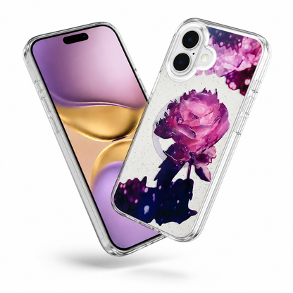 Deep Purple Floral Phone Case Apple iPhone 16 Clear MagSafe Mobile Cover