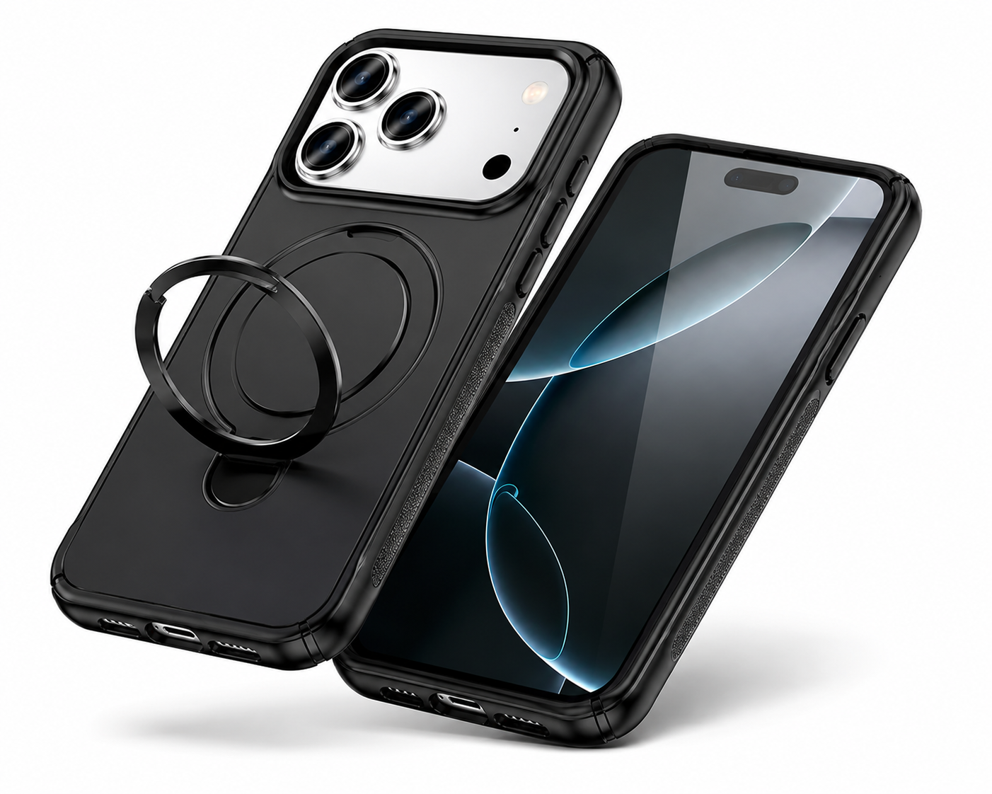 Premium MagSafe Case, Black Protective Smartphone Case, Rugged Phone Cover, Wireless Charging Compatible Case